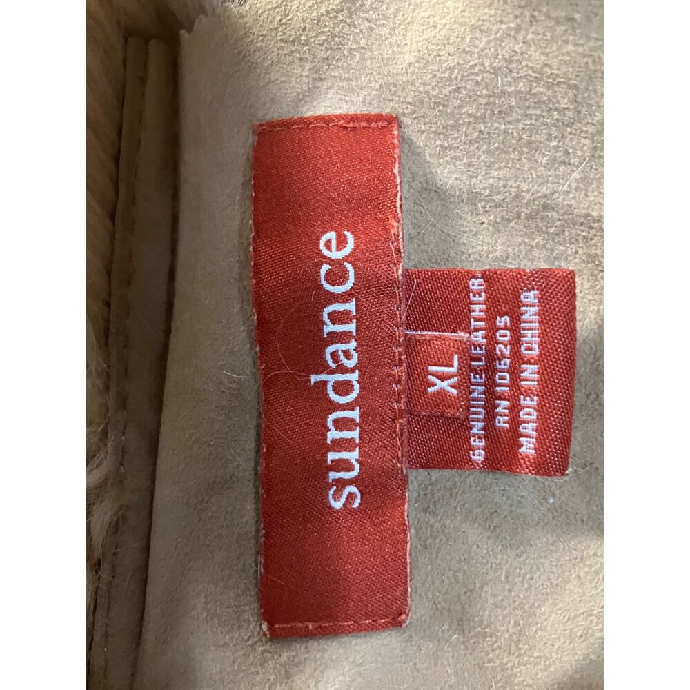 Sundance Suede Shearling Coat Beige Bohemian Button Front Size XL - Picture 10 of 14